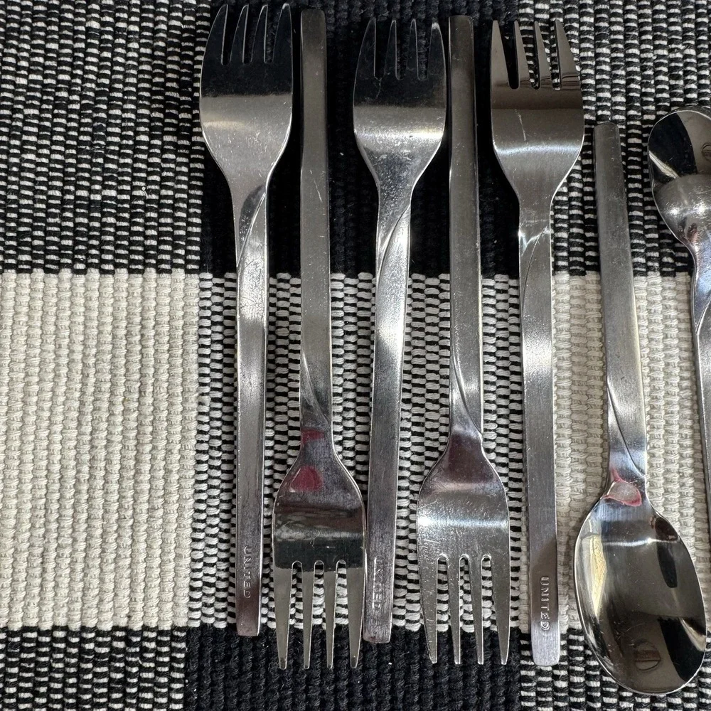 United Airline 1st Class Stainless Flatware 5 Forks 5 Spoons - Vintage 60's-70's